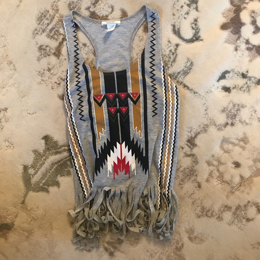 Poetry Fringe Printed Tank Top